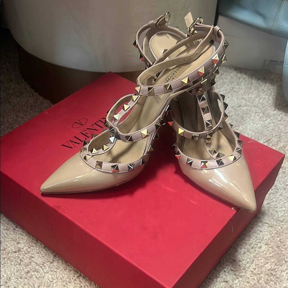 Valentino Cream Rockstud Heels